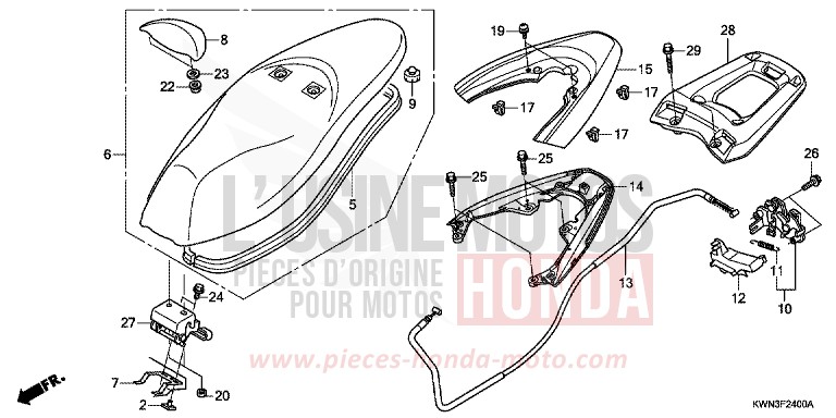 SEAT for PCX 125 PEARL SIENA RED (R320) from 2013